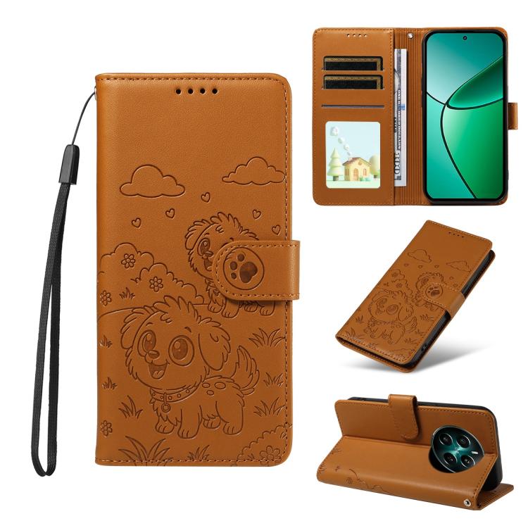 Embossed Heart Dog RFID Blocking Wallet Leather Phone Case, For Realme P4R 5G / P4x 4G / C100 4G / C100i, For Realme 16 Pro+ 5G Global, For Realme 16 Pro 5G Global, For Realme P4x 5G, For Realme 15X 5G India / C85 5G, For Realme C85 Pro 4G             ...