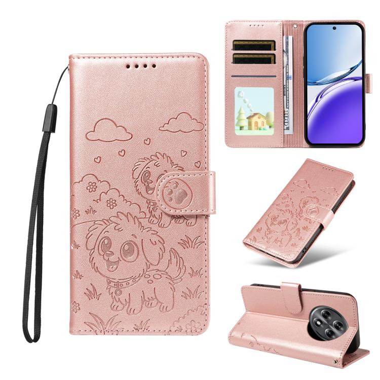 Embossed Heart Dog RFID Blocking Wallet Leather Phone Case, For Realme P4R 5G / P4x 4G / C100 4G / C100i, For Realme 16 Pro+ 5G Global, For Realme 16 Pro 5G Global, For Realme P4x 5G, For Realme 15X 5G India / C85 5G, For Realme C85 Pro 4G             ...