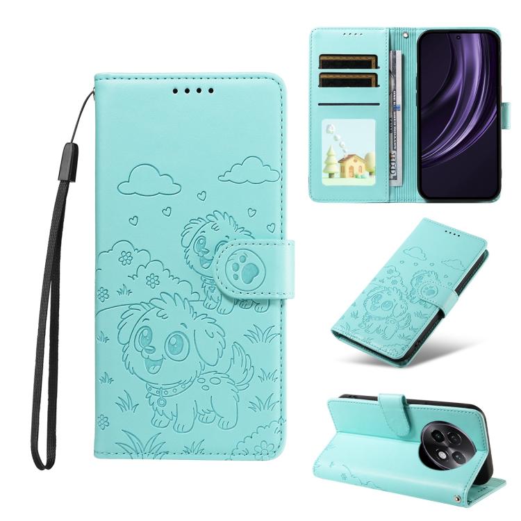 Embossed Heart Dog RFID Blocking Wallet Leather Phone Case, For Realme P4R 5G / P4x 4G / C100 4G / C100i, For Realme 16 Pro+ 5G Global, For Realme 16 Pro 5G Global, For Realme P4x 5G, For Realme 15X 5G India / C85 5G, For Realme C85 Pro 4G             ...