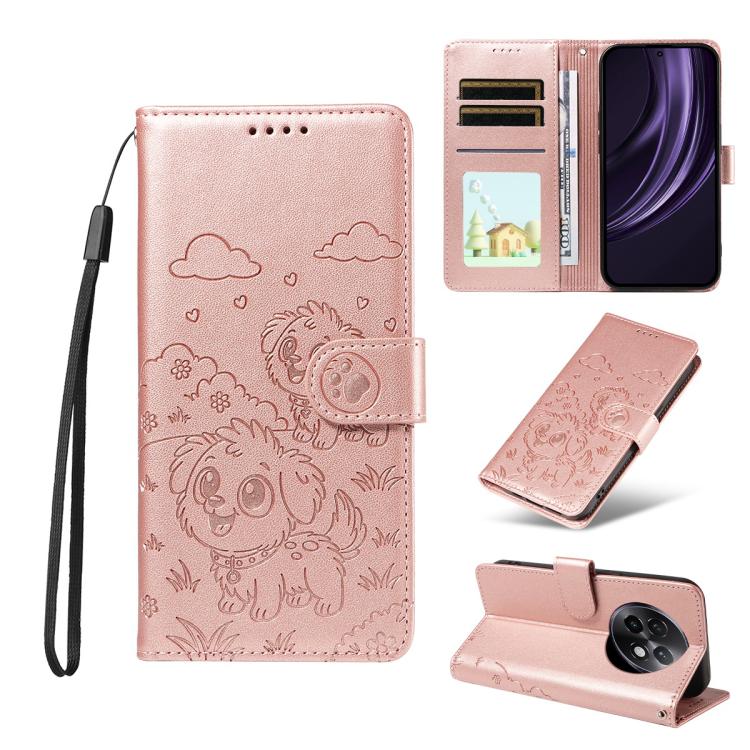 Embossed Heart Dog RFID Blocking Wallet Leather Phone Case, For Realme P4R 5G / P4x 4G / C100 4G / C100i, For Realme 16 Pro+ 5G Global, For Realme 16 Pro 5G Global, For Realme P4x 5G, For Realme 15X 5G India / C85 5G, For Realme C85 Pro 4G             ...