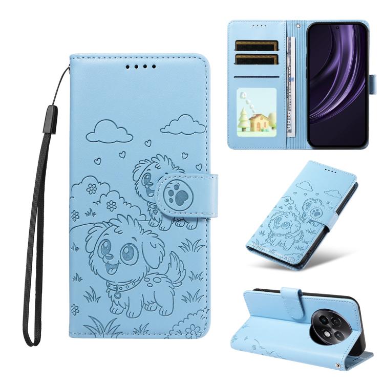 Embossed Heart Dog RFID Blocking Wallet Leather Phone Case, For Realme P4R 5G / P4x 4G / C100 4G / C100i, For Realme 16 Pro+ 5G Global, For Realme 16 Pro 5G Global, For Realme P4x 5G, For Realme 15X 5G India / C85 5G, For Realme C85 Pro 4G             ...