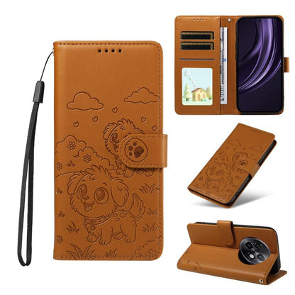 Embossed Heart Dog RFID Blocking Wallet Leather Phone Case, For Realme P4R 5G / P4x 4G / C100 4G / C100i, For Realme 16 Pro+ 5G Global, For Realme 16 Pro 5G Global, For Realme P4x 5G, For Realme 15X 5G India / C85 5G, For Realme C85 Pro 4G             ...