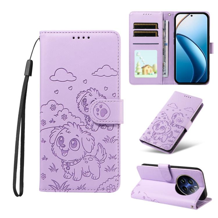 Embossed Heart Dog RFID Blocking Wallet Leather Phone Case, For Realme P4R 5G / P4x 4G / C100 4G / C100i, For Realme 16 Pro+ 5G Global, For Realme 16 Pro 5G Global, For Realme P4x 5G, For Realme 15X 5G India / C85 5G, For Realme C85 Pro 4G             ...