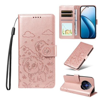 Embossed Heart Dog RFID Blocking Wallet Leather Phone Case, For Realme P4R 5G / P4x 4G / C100 4G / C100i, For Realme 16 Pro+ 5G Global, For Realme 16 Pro 5G Global, For Realme P4x 5G, For Realme 15X 5G India / C85 5G, For Realme C85 Pro 4G             ...