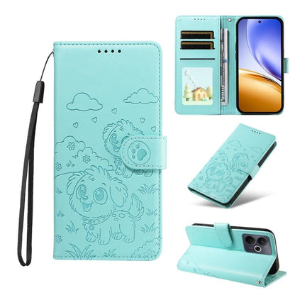 Embossed Heart Dog RFID Blocking Wallet Leather Phone Case, For Realme P4R 5G / P4x 4G / C100 4G / C100i, For Realme 16 Pro+ 5G Global, For Realme 16 Pro 5G Global, For Realme P4x 5G, For Realme 15X 5G India / C85 5G, For Realme C85 Pro 4G             ...
