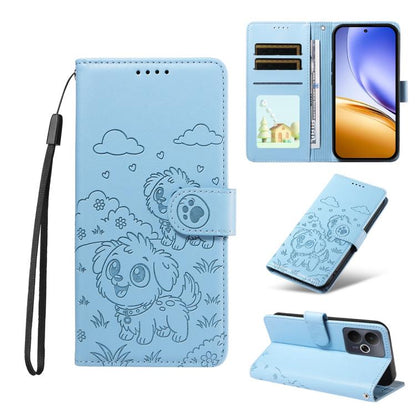 Embossed Heart Dog RFID Blocking Wallet Leather Phone Case, For Realme P4R 5G / P4x 4G / C100 4G / C100i, For Realme 16 Pro+ 5G Global, For Realme 16 Pro 5G Global, For Realme P4x 5G, For Realme 15X 5G India / C85 5G, For Realme C85 Pro 4G             ...
