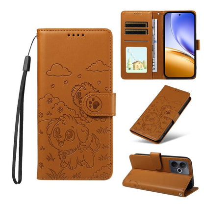 Embossed Heart Dog RFID Blocking Wallet Leather Phone Case, For Realme P4R 5G / P4x 4G / C100 4G / C100i, For Realme 16 Pro+ 5G Global, For Realme 16 Pro 5G Global, For Realme P4x 5G, For Realme 15X 5G India / C85 5G, For Realme C85 Pro 4G             ...