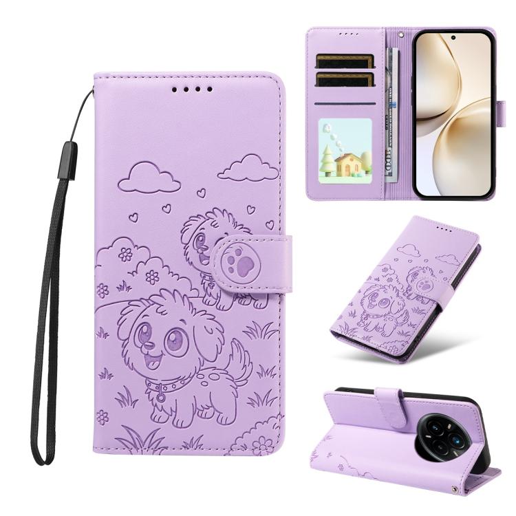 Embossed Heart Dog RFID Blocking Wallet Leather Phone Case, For Realme P4R 5G / P4x 4G / C100 4G / C100i, For Realme 16 Pro+ 5G Global, For Realme 16 Pro 5G Global, For Realme P4x 5G, For Realme 15X 5G India / C85 5G, For Realme C85 Pro 4G             ...