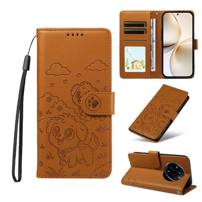 Embossed Heart Dog RFID Blocking Wallet Leather Phone Case, For Realme P4R 5G / P4x 4G / C100 4G / C100i, For Realme 16 Pro+ 5G Global, For Realme 16 Pro 5G Global, For Realme P4x 5G, For Realme 15X 5G India / C85 5G, For Realme C85 Pro 4G             ...
