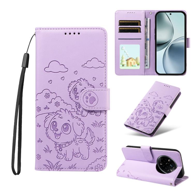 Embossed Heart Dog RFID Blocking Wallet Leather Phone Case, For Realme P4R 5G / P4x 4G / C100 4G / C100i, For Realme 16 Pro+ 5G Global, For Realme 16 Pro 5G Global, For Realme P4x 5G, For Realme 15X 5G India / C85 5G, For Realme C85 Pro 4G             ...