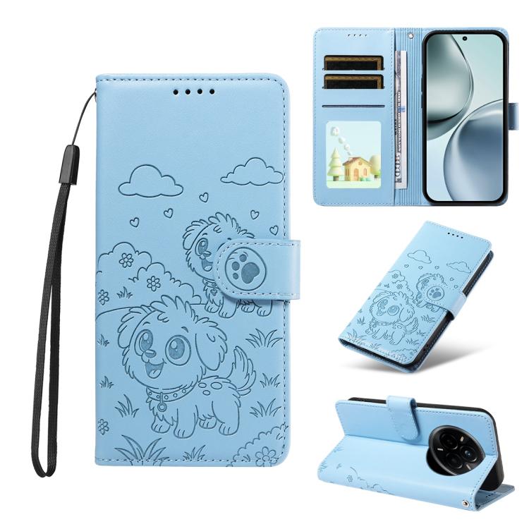 Embossed Heart Dog RFID Blocking Wallet Leather Phone Case, For Realme P4R 5G / P4x 4G / C100 4G / C100i, For Realme 16 Pro+ 5G Global, For Realme 16 Pro 5G Global, For Realme P4x 5G, For Realme 15X 5G India / C85 5G, For Realme C85 Pro 4G             ...