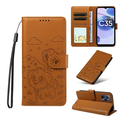 Embossed Heart Dog RFID Blocking Wallet Leather Phone Case, For Realme P4R 5G / P4x 4G / C100 4G / C100i, For Realme 16 Pro+ 5G Global, For Realme 16 Pro 5G Global, For Realme P4x 5G, For Realme 15X 5G India / C85 5G, For Realme C85 Pro 4G             ...