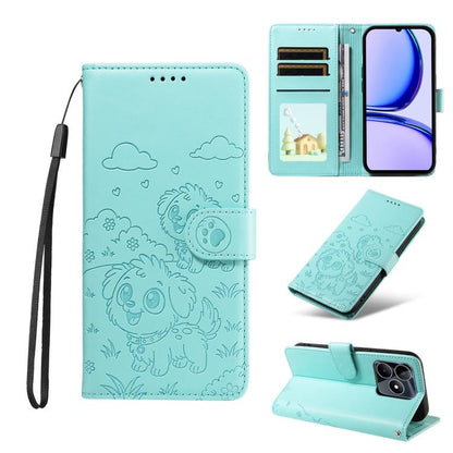 Embossed Heart Dog RFID Blocking Wallet Leather Phone Case, For Realme P4R 5G / P4x 4G / C100 4G / C100i, For Realme 16 Pro+ 5G Global, For Realme 16 Pro 5G Global, For Realme P4x 5G, For Realme 15X 5G India / C85 5G, For Realme C85 Pro 4G             ...