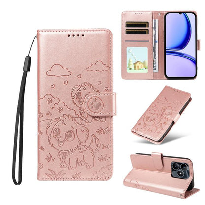 Embossed Heart Dog RFID Blocking Wallet Leather Phone Case, For Realme P4R 5G / P4x 4G / C100 4G / C100i, For Realme 16 Pro+ 5G Global, For Realme 16 Pro 5G Global, For Realme P4x 5G, For Realme 15X 5G India / C85 5G, For Realme C85 Pro 4G             ...