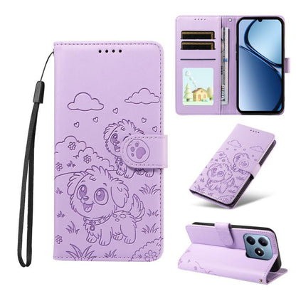 Embossed Heart Dog RFID Blocking Wallet Leather Phone Case, For Realme P4R 5G / P4x 4G / C100 4G / C100i, For Realme 16 Pro+ 5G Global, For Realme 16 Pro 5G Global, For Realme P4x 5G, For Realme 15X 5G India / C85 5G, For Realme C85 Pro 4G             ...