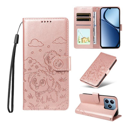 Embossed Heart Dog RFID Blocking Wallet Leather Phone Case, For Realme P4R 5G / P4x 4G / C100 4G / C100i, For Realme 16 Pro+ 5G Global, For Realme 16 Pro 5G Global, For Realme P4x 5G, For Realme 15X 5G India / C85 5G, For Realme C85 Pro 4G             ...