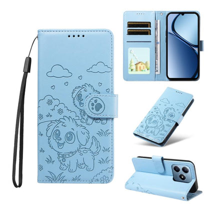 Embossed Heart Dog RFID Blocking Wallet Leather Phone Case, For Realme P4R 5G / P4x 4G / C100 4G / C100i, For Realme 16 Pro+ 5G Global, For Realme 16 Pro 5G Global, For Realme P4x 5G, For Realme 15X 5G India / C85 5G, For Realme C85 Pro 4G             ...
