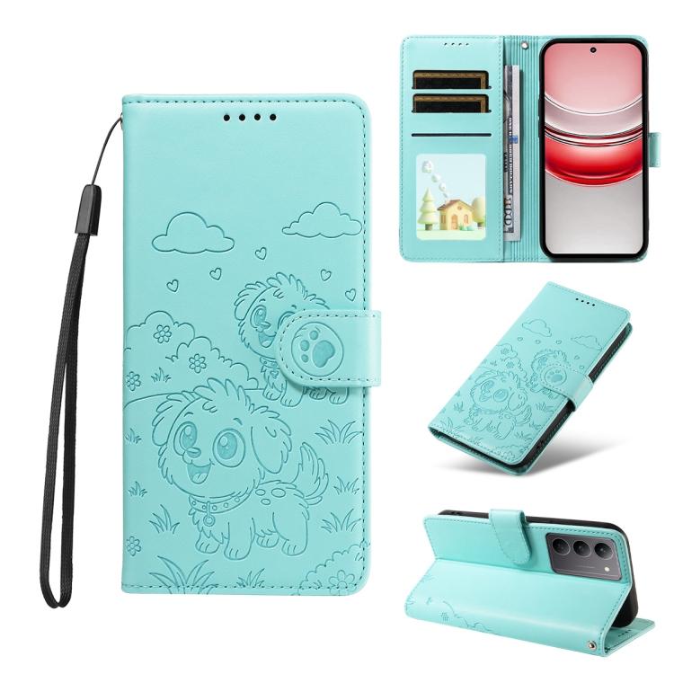 Embossed Heart Dog RFID Blocking Wallet Leather Phone Case, For Realme P4R 5G / P4x 4G / C100 4G / C100i, For Realme 16 Pro+ 5G Global, For Realme 16 Pro 5G Global, For Realme P4x 5G, For Realme 15X 5G India / C85 5G, For Realme C85 Pro 4G             ...