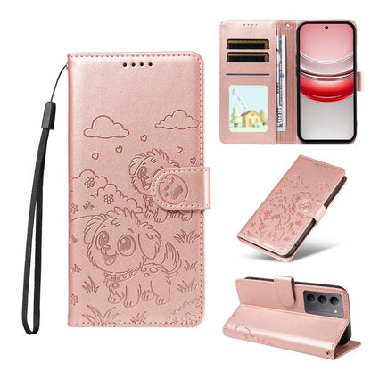 Embossed Heart Dog RFID Blocking Wallet Leather Phone Case, For Realme P4R 5G / P4x 4G / C100 4G / C100i, For Realme 16 Pro+ 5G Global, For Realme 16 Pro 5G Global, For Realme P4x 5G, For Realme 15X 5G India / C85 5G, For Realme C85 Pro 4G             ...