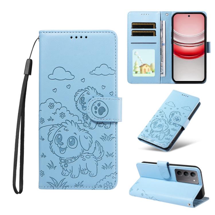 Embossed Heart Dog RFID Blocking Wallet Leather Phone Case, For Realme P4R 5G / P4x 4G / C100 4G / C100i, For Realme 16 Pro+ 5G Global, For Realme 16 Pro 5G Global, For Realme P4x 5G, For Realme 15X 5G India / C85 5G, For Realme C85 Pro 4G             ...