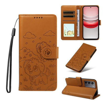 Embossed Heart Dog RFID Blocking Wallet Leather Phone Case, For Realme P4R 5G / P4x 4G / C100 4G / C100i, For Realme 16 Pro+ 5G Global, For Realme 16 Pro 5G Global, For Realme P4x 5G, For Realme 15X 5G India / C85 5G, For Realme C85 Pro 4G             ...