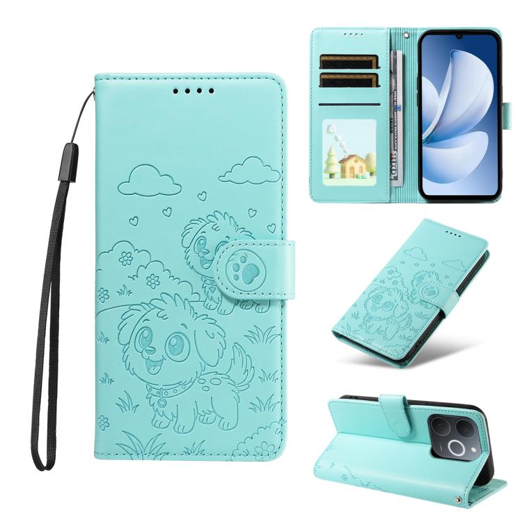 Embossed Heart Dog RFID Blocking Wallet Leather Phone Case, For Realme P4R 5G / P4x 4G / C100 4G / C100i, For Realme 16 Pro+ 5G Global, For Realme 16 Pro 5G Global, For Realme P4x 5G, For Realme 15X 5G India / C85 5G, For Realme C85 Pro 4G             ...
