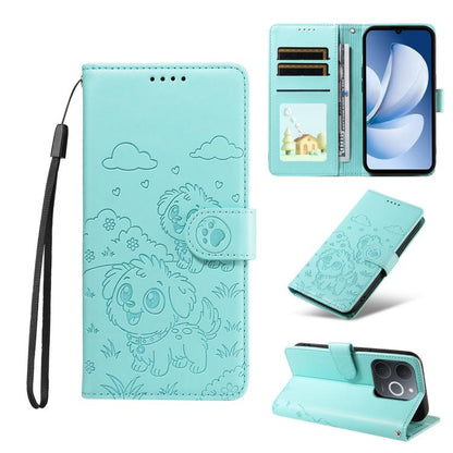 Embossed Heart Dog RFID Blocking Wallet Leather Phone Case, For Realme P4R 5G / P4x 4G / C100 4G / C100i, For Realme 16 Pro+ 5G Global, For Realme 16 Pro 5G Global, For Realme P4x 5G, For Realme 15X 5G India / C85 5G, For Realme C85 Pro 4G             ...