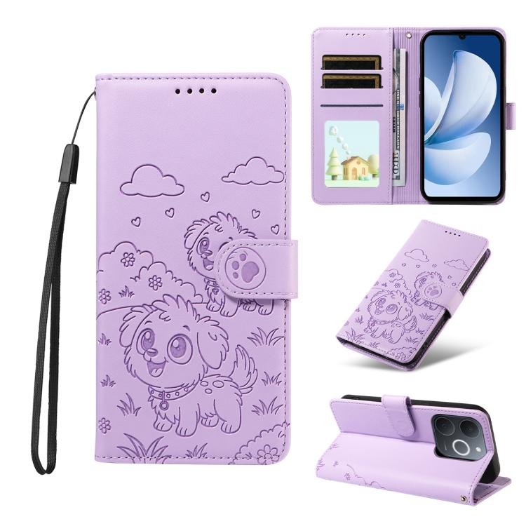Embossed Heart Dog RFID Blocking Wallet Leather Phone Case, For Realme P4R 5G / P4x 4G / C100 4G / C100i, For Realme 16 Pro+ 5G Global, For Realme 16 Pro 5G Global, For Realme P4x 5G, For Realme 15X 5G India / C85 5G, For Realme C85 Pro 4G             ...