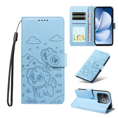 Embossed Heart Dog RFID Blocking Wallet Leather Phone Case, For Realme P4R 5G / P4x 4G / C100 4G / C100i, For Realme 16 Pro+ 5G Global, For Realme 16 Pro 5G Global, For Realme P4x 5G, For Realme 15X 5G India / C85 5G, For Realme C85 Pro 4G             ...