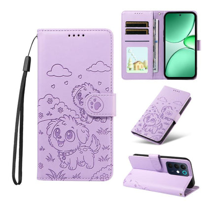 Embossed Heart Dog RFID Blocking Wallet Leather Phone Case, For Realme P4R 5G / P4x 4G / C100 4G / C100i, For Realme 16 Pro+ 5G Global, For Realme 16 Pro 5G Global, For Realme P4x 5G, For Realme 15X 5G India / C85 5G, For Realme C85 Pro 4G             ...