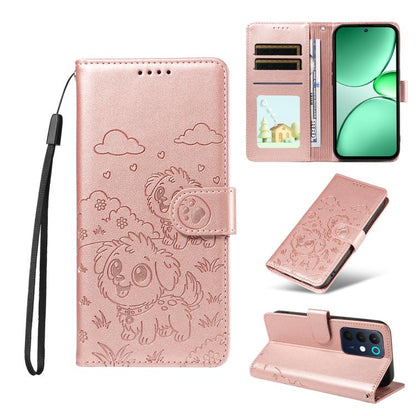 Embossed Heart Dog RFID Blocking Wallet Leather Phone Case, For Realme P4R 5G / P4x 4G / C100 4G / C100i, For Realme 16 Pro+ 5G Global, For Realme 16 Pro 5G Global, For Realme P4x 5G, For Realme 15X 5G India / C85 5G, For Realme C85 Pro 4G             ...