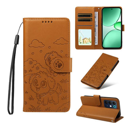Embossed Heart Dog RFID Blocking Wallet Leather Phone Case, For Realme P4R 5G / P4x 4G / C100 4G / C100i, For Realme 16 Pro+ 5G Global, For Realme 16 Pro 5G Global, For Realme P4x 5G, For Realme 15X 5G India / C85 5G, For Realme C85 Pro 4G             ...