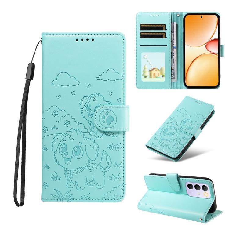Embossed Heart Dog RFID Blocking Wallet Leather Phone Case, For Realme P4R 5G / P4x 4G / C100 4G / C100i, For Realme 16 Pro+ 5G Global, For Realme 16 Pro 5G Global, For Realme P4x 5G, For Realme 15X 5G India / C85 5G, For Realme C85 Pro 4G             ...