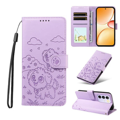 Embossed Heart Dog RFID Blocking Wallet Leather Phone Case, For Realme P4R 5G / P4x 4G / C100 4G / C100i, For Realme 16 Pro+ 5G Global, For Realme 16 Pro 5G Global, For Realme P4x 5G, For Realme 15X 5G India / C85 5G, For Realme C85 Pro 4G             ...