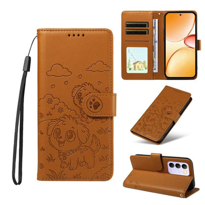 Embossed Heart Dog RFID Blocking Wallet Leather Phone Case, For Realme P4R 5G / P4x 4G / C100 4G / C100i, For Realme 16 Pro+ 5G Global, For Realme 16 Pro 5G Global, For Realme P4x 5G, For Realme 15X 5G India / C85 5G, For Realme C85 Pro 4G             ...