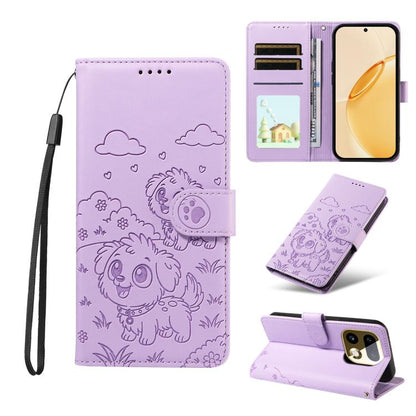 Embossed Heart Dog RFID Blocking Wallet Leather Phone Case, For Realme P4R 5G / P4x 4G / C100 4G / C100i, For Realme 16 Pro+ 5G Global, For Realme 16 Pro 5G Global, For Realme P4x 5G, For Realme 15X 5G India / C85 5G, For Realme C85 Pro 4G             ...