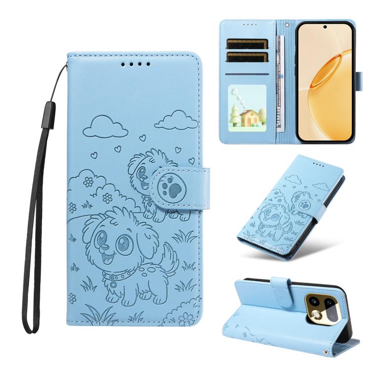 Embossed Heart Dog RFID Blocking Wallet Leather Phone Case, For Realme P4R 5G / P4x 4G / C100 4G / C100i, For Realme 16 Pro+ 5G Global, For Realme 16 Pro 5G Global, For Realme P4x 5G, For Realme 15X 5G India / C85 5G, For Realme C85 Pro 4G             ...