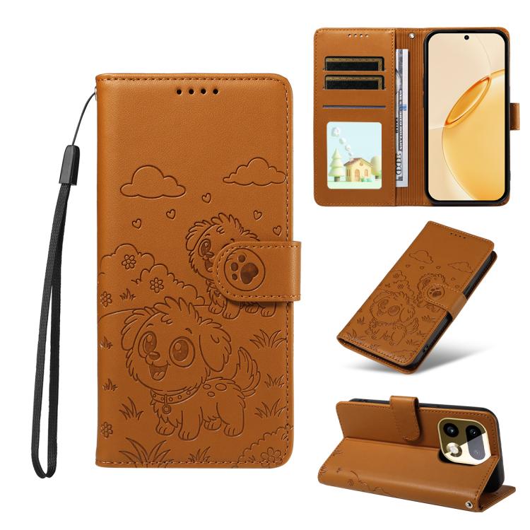 Embossed Heart Dog RFID Blocking Wallet Leather Phone Case, For Realme P4R 5G / P4x 4G / C100 4G / C100i, For Realme 16 Pro+ 5G Global, For Realme 16 Pro 5G Global, For Realme P4x 5G, For Realme 15X 5G India / C85 5G, For Realme C85 Pro 4G             ...