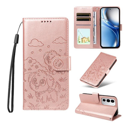 Embossed Heart Dog RFID Blocking Wallet Leather Phone Case, For Realme P4R 5G / P4x 4G / C100 4G / C100i, For Realme 16 Pro+ 5G Global, For Realme 16 Pro 5G Global, For Realme P4x 5G, For Realme 15X 5G India / C85 5G, For Realme C85 Pro 4G             ...
