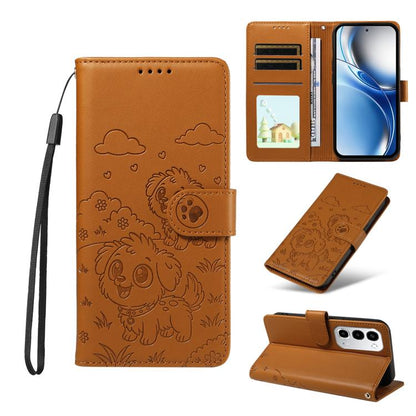Embossed Heart Dog RFID Blocking Wallet Leather Phone Case, For Realme P4R 5G / P4x 4G / C100 4G / C100i, For Realme 16 Pro+ 5G Global, For Realme 16 Pro 5G Global, For Realme P4x 5G, For Realme 15X 5G India / C85 5G, For Realme C85 Pro 4G             ...
