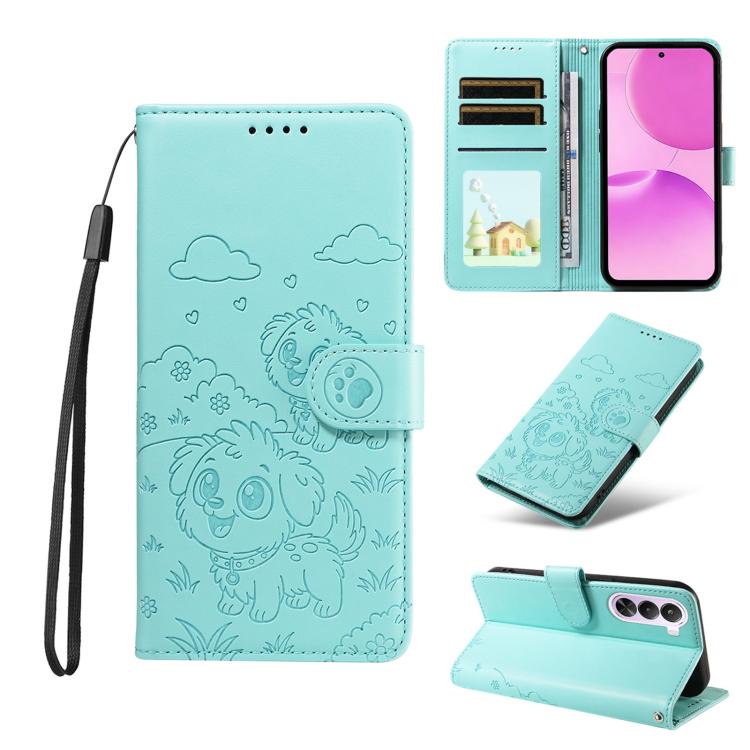 Embossed Heart Dog RFID Blocking Wallet Leather Phone Case, For Realme P4R 5G / P4x 4G / C100 4G / C100i, For Realme 16 Pro+ 5G Global, For Realme 16 Pro 5G Global, For Realme P4x 5G, For Realme 15X 5G India / C85 5G, For Realme C85 Pro 4G             ...