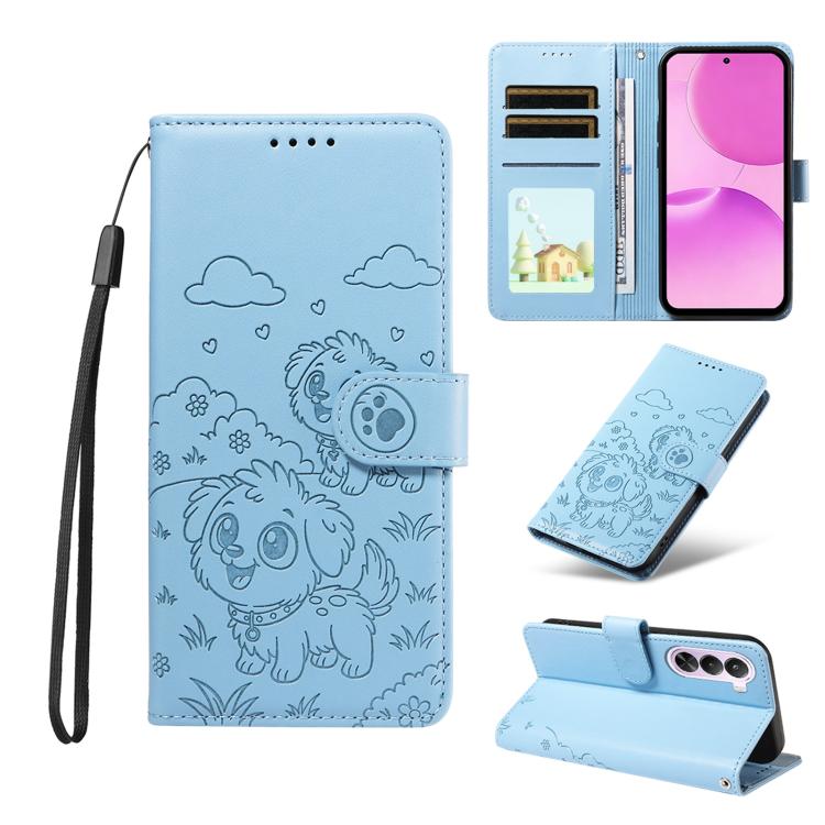 Embossed Heart Dog RFID Blocking Wallet Leather Phone Case, For Realme P4R 5G / P4x 4G / C100 4G / C100i, For Realme 16 Pro+ 5G Global, For Realme 16 Pro 5G Global, For Realme P4x 5G, For Realme 15X 5G India / C85 5G, For Realme C85 Pro 4G             ...