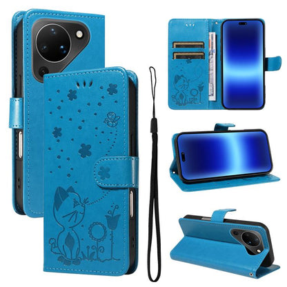 Cat and Bee Embossed Flip Leather Phone Case, For Huawei Pura 90 Pro Max 5G, For Huawei Pura 90 Pro 5G, For Huawei Pura 90 5G, For Huawei Nova 14 Lite / Nova 14, For Huawei Pura 80 Ultra 5G, For Huawei Pura 80 Pro 5G, For Huawei Pura 80 5G