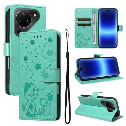 Cat and Bee Embossed Flip Leather Phone Case, For Huawei Pura 90 Pro Max 5G, For Huawei Pura 90 Pro 5G, For Huawei Pura 90 5G, For Huawei Nova 14 Lite / Nova 14, For Huawei Pura 80 Ultra 5G, For Huawei Pura 80 Pro 5G, For Huawei Pura 80 5G