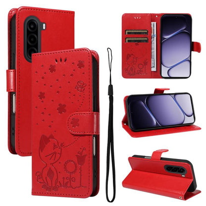 Cat and Bee Embossed Flip Leather Phone Case, For OnePlus Nord CE6 Lite/Turbo 6X 5G, For OnePlus Ace 6 Ultra, For OnePlus Ace 6, For OnePlus 15, For OnePlus ACE 5 Ultra, For OnePlus Nord CE5