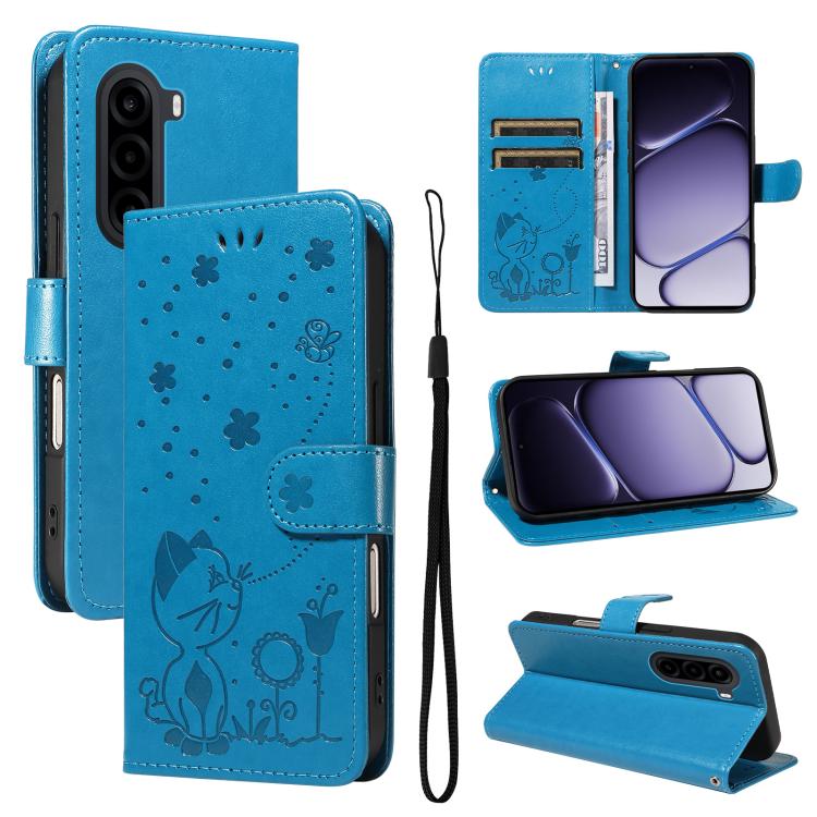 Cat and Bee Embossed Flip Leather Phone Case, For OnePlus Nord CE6 Lite/Turbo 6X 5G, For OnePlus Ace 6 Ultra, For OnePlus Ace 6, For OnePlus 15, For OnePlus ACE 5 Ultra, For OnePlus Nord CE5