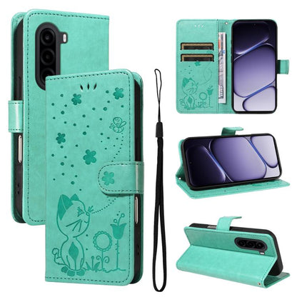 Cat and Bee Embossed Flip Leather Phone Case, For OnePlus Nord CE6 Lite/Turbo 6X 5G, For OnePlus Ace 6 Ultra, For OnePlus Ace 6, For OnePlus 15, For OnePlus ACE 5 Ultra, For OnePlus Nord CE5