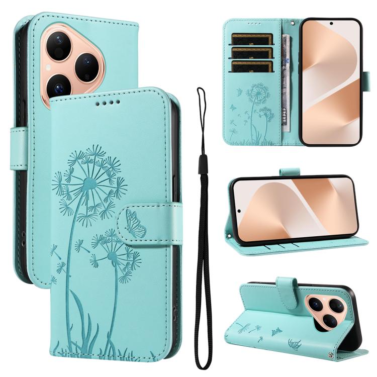 Dandelion Embossed Pattern Flip Leather Phone Case, For Huawei Pura 90 Pro Max 5G, For Huawei Pura 90 Pro 5G, For Huawei Pura 90 5G, For Huawei Nova 14 Lite / Nova 14, For Huawei Pura 80 Ultra 5G, For Huawei Pura 80 Pro 5G, For Huawei Pura 80 5G