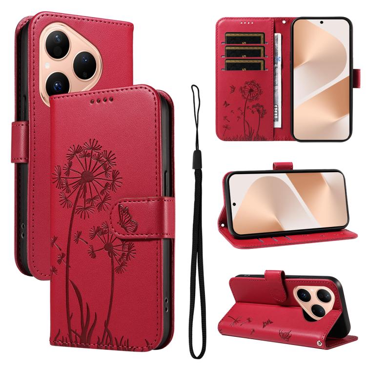 Dandelion Embossed Pattern Flip Leather Phone Case, For Huawei Pura 90 Pro Max 5G, For Huawei Pura 90 Pro 5G, For Huawei Pura 90 5G, For Huawei Nova 14 Lite / Nova 14, For Huawei Pura 80 Ultra 5G, For Huawei Pura 80 Pro 5G, For Huawei Pura 80 5G