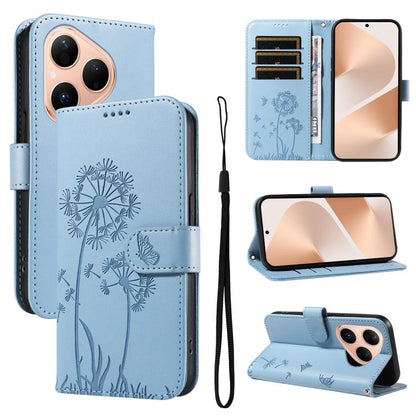 Dandelion Embossed Pattern Flip Leather Phone Case, For Huawei Pura 90 Pro Max 5G, For Huawei Pura 90 Pro 5G, For Huawei Pura 90 5G, For Huawei Nova 14 Lite / Nova 14, For Huawei Pura 80 Ultra 5G, For Huawei Pura 80 Pro 5G, For Huawei Pura 80 5G